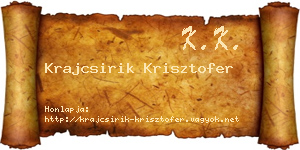 Krajcsirik Krisztofer névjegykártya